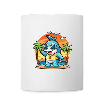 Dolphin Funny Cartoon Summer Beach Sunglasses - Mug - white - Front