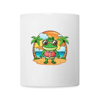 Lunettes de soleil de plage d’été de dessin animé drôle de grenouille - Mug blanc - blanc - Devant