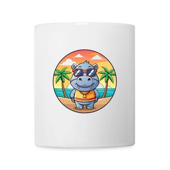Hippo Funny Cartoon Summer Beach Sunglasses - Mug - white - Front