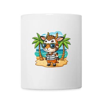 Okapi Funny Cartoon Summer Beach Sunglasses - Mug - white - Front