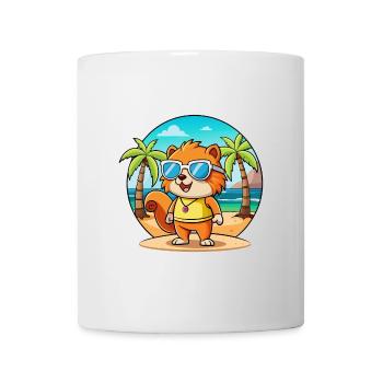 Écureuil Drôle Dessin Animé Plage Été Lunettes de soleil - Mug blanc - blanc - Devant