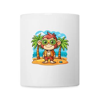 Affe Lustige Cartoon Sommer Strand Sonnenbrille - Tasse - Weiß - Vorne