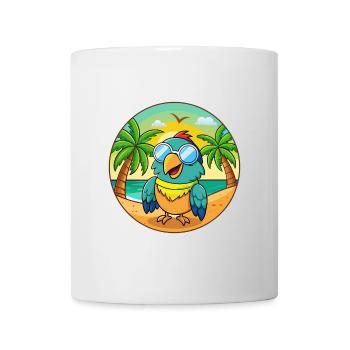 Papagei Lustige Cartoon Sommer Strand Sonnenbrille - Tasse - Weiß - Vorne