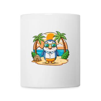 Pinguin Lustige Cartoon Sommer Strand Sonnenbrille - Tasse - Weiß - Vorne