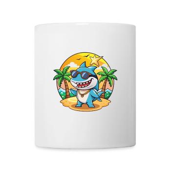 Shark Funny Cartoon Summer Beach Sunglasses - Mug - white - Front