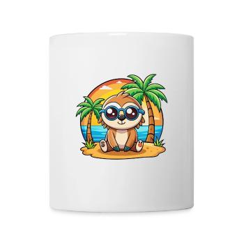 Sloth Funny Cartoon Summer Beach Sunglasses - Mug - white - Front