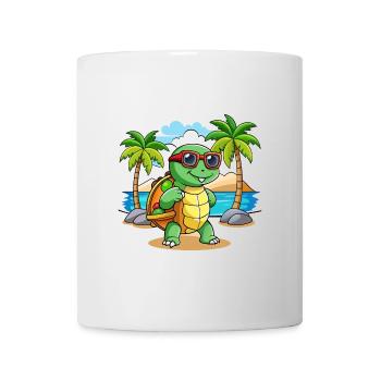 Schildkröte Lustige Cartoon Sommer Strand Sonnenbrille - Tasse - Weiß - Vorne