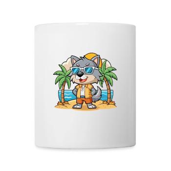 Wolf Funny Cartoon Summer Beach Sunglasses - Mug - white - Front
