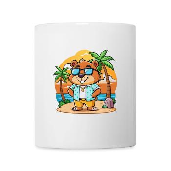 Beaver Funny Cartoon Summer Beach Sunglasses - Mug - white - Front
