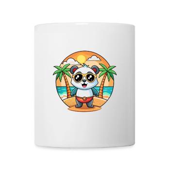 Panda Lustige Cartoon Sommer Strand Sonnenbrille - Tasse - Weiß - Vorne