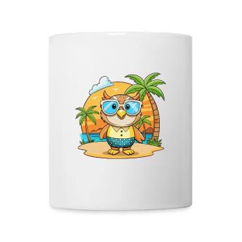 Eule Lustige Cartoon Sommer Strand Sonnenbrille - Tasse - Weiß - Vorne