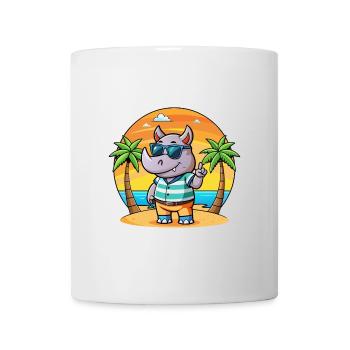 Rhino Funny Cartoon Summer Beach Sunglasses - Mug - white - Front