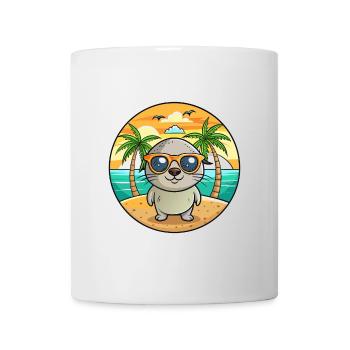 Lunettes de soleil de plage d’été de dessin animé drôle de phoque - Mug blanc - blanc - Devant