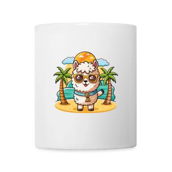 Alpaka Lustige Cartoon Sommer Strand Sonnenbrille - Tasse - Weiß - Vorne