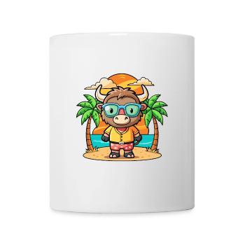 Buffalo Funny Cartoon Summer Beach Sunglasses - Mug - white - Front