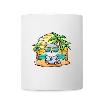 Lunettes de soleil de plage d’été de dessin animé drôle de chat - Mug blanc - blanc - Devant
