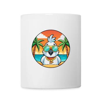 Kakadu Lustige Cartoon Sommer Strand Sonnenbrille - Tasse - Weiß - Vorne