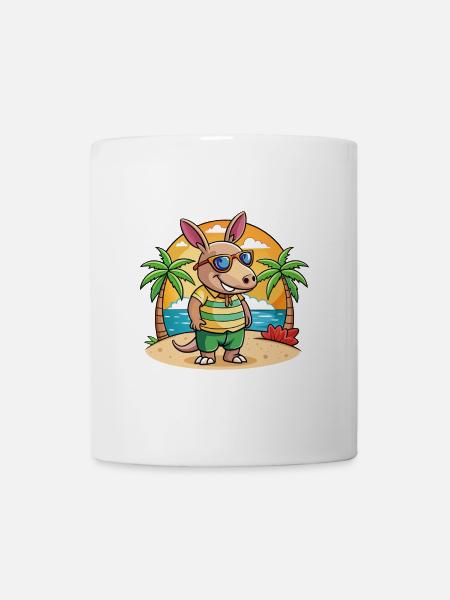 Erdferkel Lustige Cartoon Sommer Strand Sonnenbrille - Tasse - Weiß