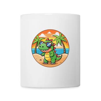 Dinosaur Funny Cartoon Summer Beach Sunglasses - Mug - white - Front