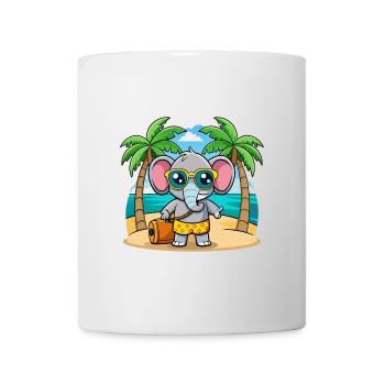 Lunettes de soleil de plage d’été de dessin animé drôle d’éléphant - Mug blanc - blanc - Devant
