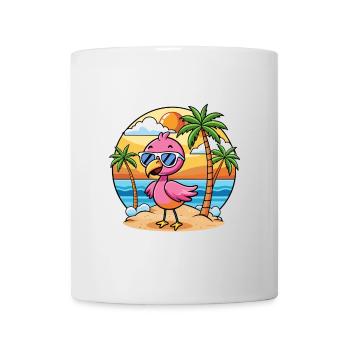 Flamingo Funny Cartoon Summer Beach Sunglasses - Mug - white - Front