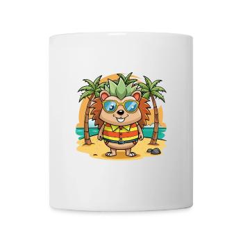 Igel Lustige Cartoon Sommer Strand Sonnenbrille - Tasse - Weiß - Vorne
