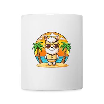 Llama Funny Cartoon Summer Beach Sunglasses - Mug - white - Front