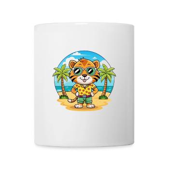 Tiger Lustige Cartoon Sommer Strand Sonnenbrille - Tasse - Weiß - Vorne