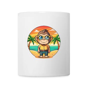 Chimpanzé Lunettes de soleil de plage d’été de dessin animé drôle - Mug blanc - blanc - Devant