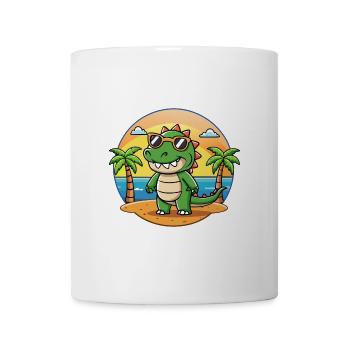 Lunettes de soleil de plage d’été de dessin animé drôle de crocodile - Mug blanc - blanc - Devant