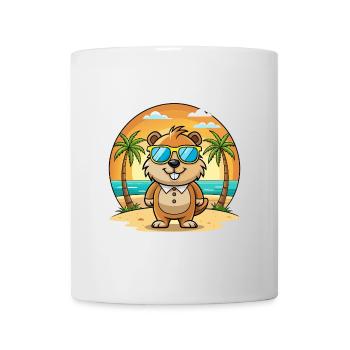 Groundhog Funny Cartoon Summer Beach Sunglasses - Mug - white - Front
