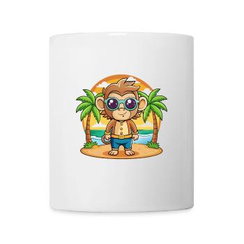 Affe Lustige Cartoon Sommer Strand Sonnenbrille - Tasse - Weiß - Vorne