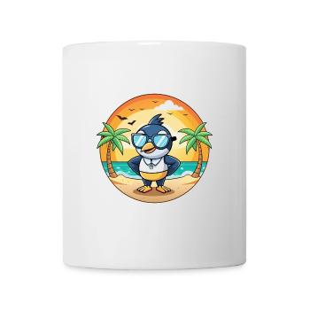 Elster Lustige Cartoon Sommer Strand Sonnenbrille - Tasse - Weiß - Vorne