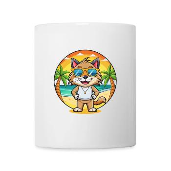 Lynx Funny Cartoon Summer Beach Sunglasses - Mug - white - Front