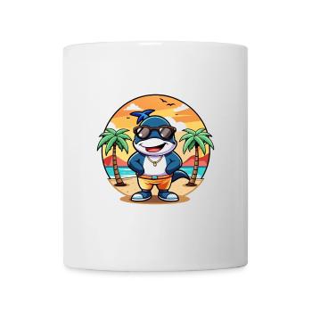 Orca Lustige Cartoon Sommer Strand Sonnenbrille - Tasse - Weiß - Vorne