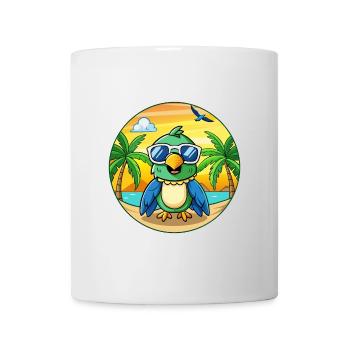 Papagei Lustige Cartoon Sommer Strand Sonnenbrille - Tasse - Weiß - Vorne