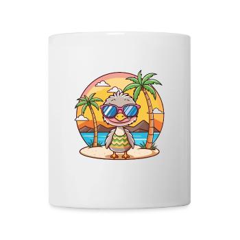 Strauß lustige Cartoon Sommer Strand Sonnenbrille - Tasse - Weiß - Vorne