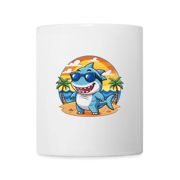 Shark Funny Cartoon Summer Beach Sunglasses - Mug - white - Front