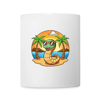 Schlange Lustige Cartoon Sommer Strand Sonnenbrille - Tasse - Weiß - Vorne