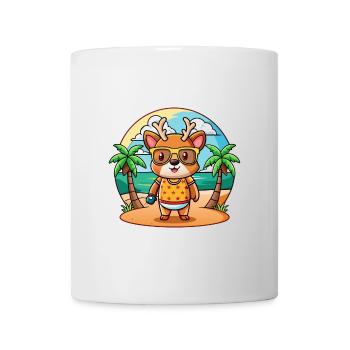 Deer Funny Cartoon Summer Beach Sunglasses - Mug - white - Front