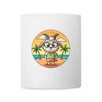 Lunettes de soleil de plage d’été de dessin animé drôle de chèvre - Mug blanc - blanc - Devant