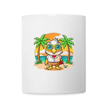 Hawk Lustige Cartoon Sommer Strand Sonnenbrille - Tasse - Weiß - Vorne