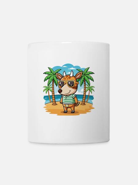 Okapi Lustige Cartoon Sommer Strand Sonnenbrille - Tasse - Weiß