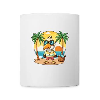 Pelikan Lustige Cartoon Sommer Strand Sonnenbrille - Tasse - Weiß - Vorne