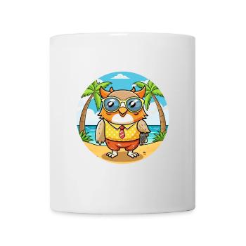 Eule Lustige Cartoon Sommer Strand Sonnenbrille - Tasse - Weiß - Vorne