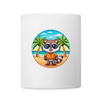 Waschbär Lustige Cartoon Sommer Strand Sonnenbrille - Tasse - Weiß - Vorne