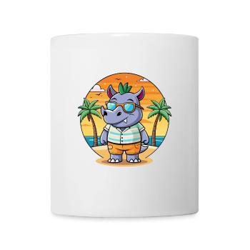 Rhino Funny Cartoon Summer Beach Sunglasses - Mug - white - Front