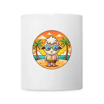Schaf Lustige Cartoon Sommer Strand Sonnenbrille - Tasse - Weiß - Vorne