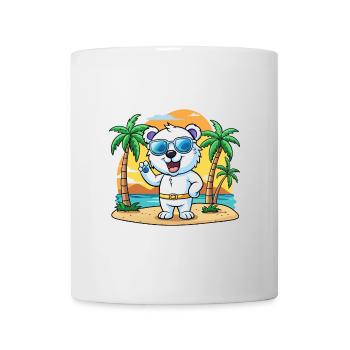 Eisbär Lustige Cartoon Sommer Strand Sonnenbrille - Tasse - Weiß - Vorne