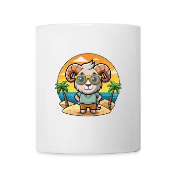 Ram Lustige Cartoon Sommer Strand Sonnenbrille - Tasse - Weiß - Vorne